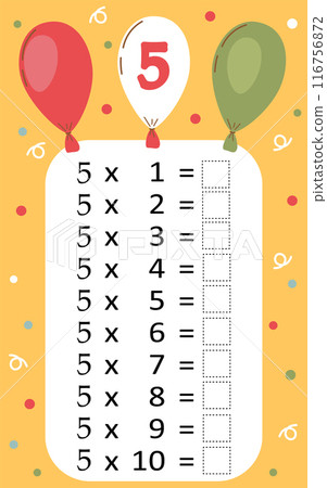 Multiplication tables for kids.Time table for kids.Colorful multiplication table. 116756872