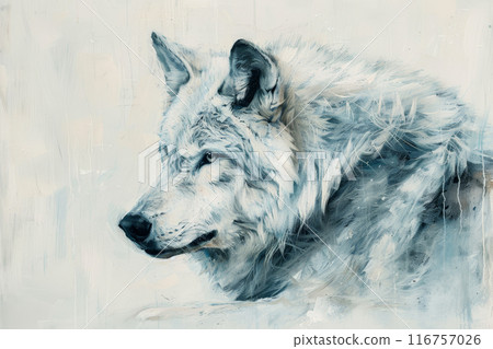 A painting of a wolf with a blue background 116757026
