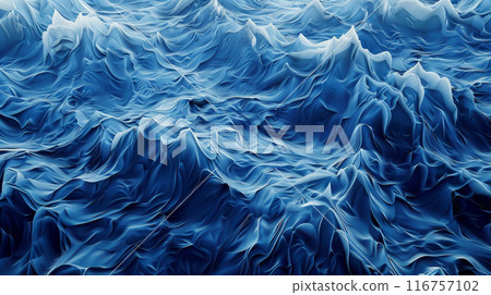 A blue ocean with white waves and a white background 116757102