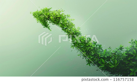 A green plant with a leafy stem that is growing upwards 116757158