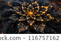 A gold and black flower with a lot of detail 116757162