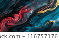 A painting of a wave with gold and red colors 116757176