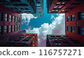 A photo of a city skyline with a blue sky and clouds 116757271