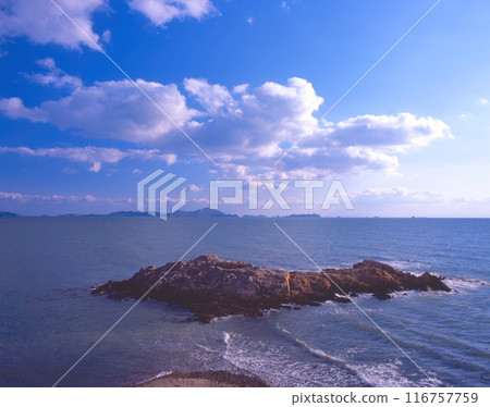 赤穗岬尖端的海岸和遠處的家島群島（與大石藏之介和赤穗浪人相連的地方） 116757759