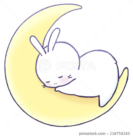 A rabbit sleeping on a crescent moon (white) 116758183