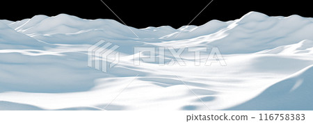 Snowdrift in the winter on black background with copy space snow mountain 3D render Snowdrift in the winter on black background with copy space snow mountain 3D render 116758383