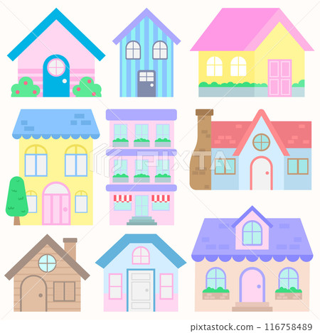 A Little town home sweet home hand drawn building architecture illustration 116758489