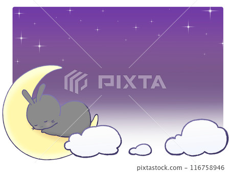 Background of a rabbit sleeping on a crescent moon (black) Background of a rabbit sleeping on a crescent moon (black) 116758946