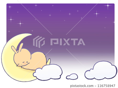 睡在新月上的兔子的背景(棕色) 睡在新月上的兔子的背景(棕色) 116758947