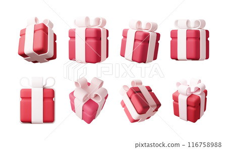 3D gift box set isolated 116758988