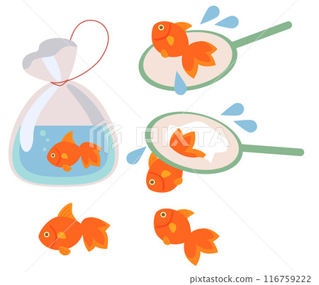 Goldfish scooping illustration set Goldfish scooping illustration set 116759222