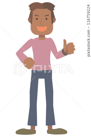 Illustration of a black man smiling and giving a thumbs up 116759224