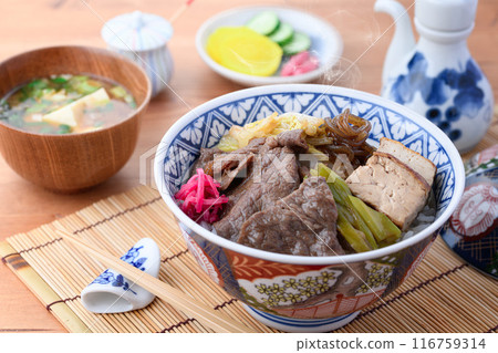Sukiyaki on rice Sukiyaki on rice 116759314