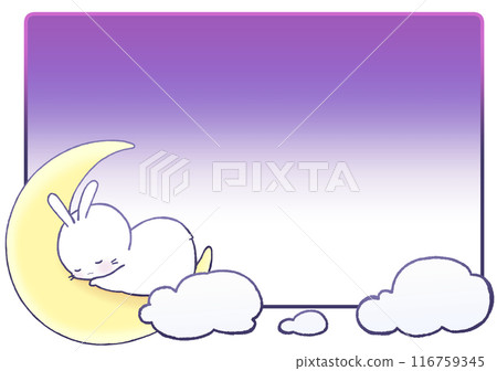 Background of a rabbit sleeping on a crescent moon (white) 116759345