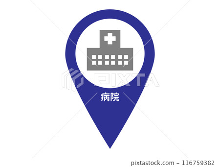 Map pin, hospital map symbol, icon, mark, pictogram 116759382