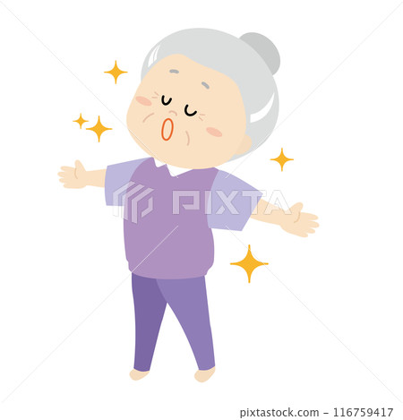 深呼吸的快樂的奶奶 深呼吸的快樂的奶奶 116759417