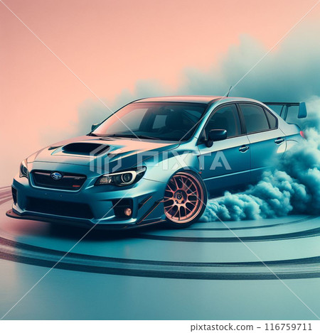 Stranded Blue Car Emitting Heavy Smoke 116759711