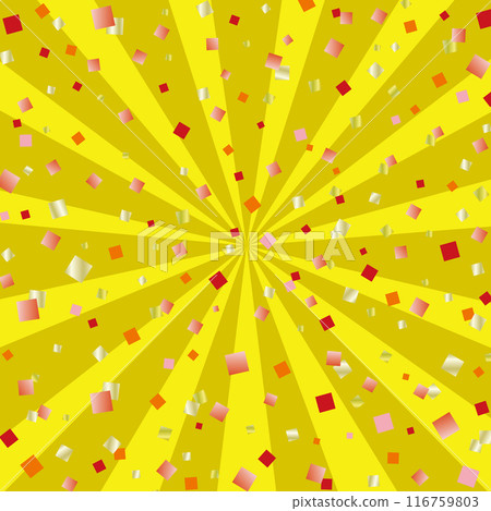 旭日和金箔五彩紙屑方形橫幅背景/金色 旭日和金箔五彩紙屑方形橫幅背景/金色 116759803