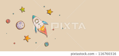 Space exploration theme with a rocket 116760316