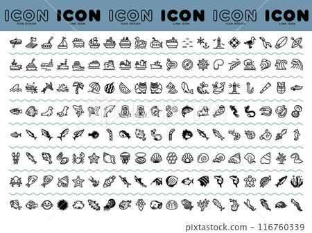 可用於商業等的網路圖示魚和海友集。 116760339