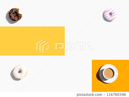 Donuts and a cup of coffee 116760396