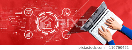 Telework theme with person using a laptop 116760431