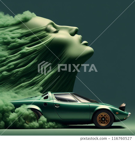 Green Car Emitting Smoke 116760527