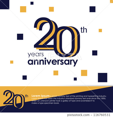 20th Anniversary logotype with blue and orange color design template 116760531