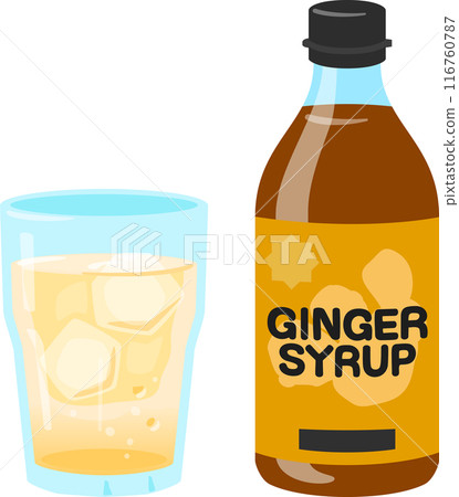 Bottled ginger syrup and ginger ale 116760787