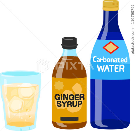 瓶裝薑糖漿和碳酸水 瓶裝薑糖漿和碳酸水 116760792