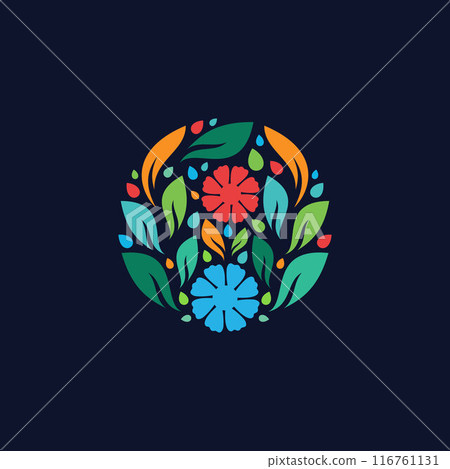 Colorful circle floral pattern logo design template Colorful circle floral pattern logo design template 116761131