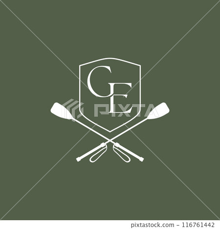Letter GE with shield and crop jump logo 116761442