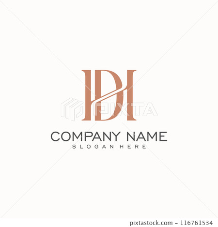 Luxury initial HD or DH monogram text letter logo design 116761534