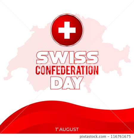 Swiss Confederation Day with Red map of the country Swiss Confederation Day with Red map of the country 116761675
