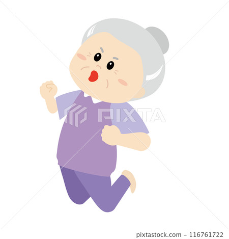 A cheerful grandma jumping 116761722