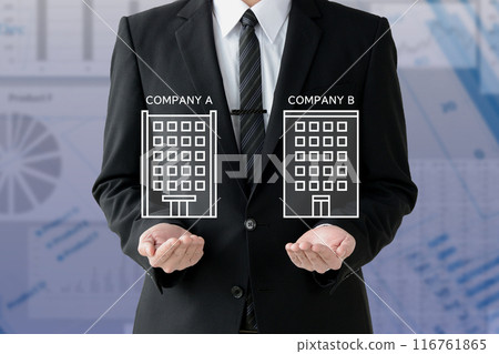 Businessmen comparing and analyzing companies 116761865