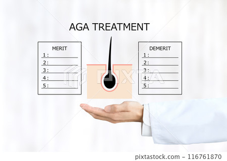Doctor's Hands and the Pros and Cons of AGA Treatment 116761870