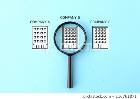 Image of comparing and analyzing companies with a magnifying glass Image of comparing and analyzing companies with a magnifying glass 116761871