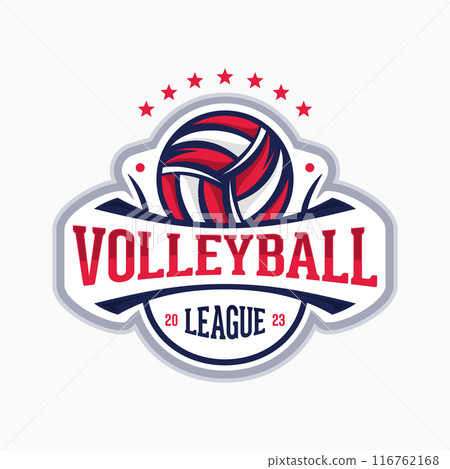 Volleyball League vector logo emblem design for sport team 116762168