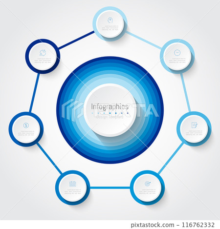 Infographic 7 options design elements for your business data. Vector Illustration. 116762332