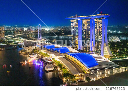 新加坡的壯麗景色 - 從上方看濱海灣的夜景 116762623