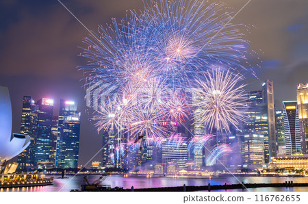新加坡濱海灣漂浮煙火慶祝獨立紀念日 116762655