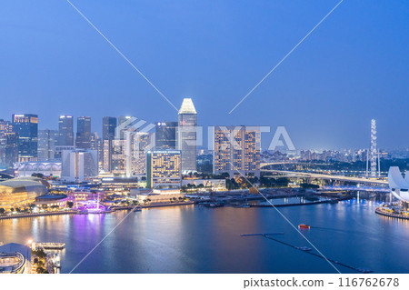 Singapore night view with the Singapore Flyer shining Singapore night view with the Singapore Flyer shining 116762678