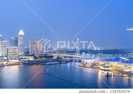 Singapore night view with the Singapore Flyer shining 116762679