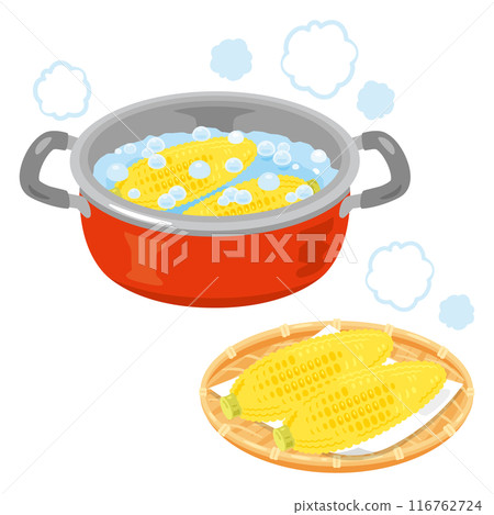 玉米在鍋裡用雙手煮 116762724