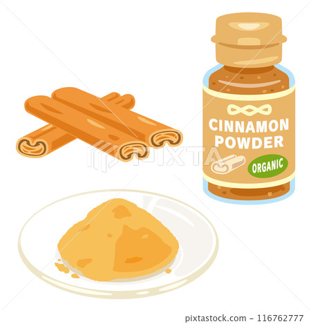 瓶裝有機肉桂粉和肉桂棒 116762777