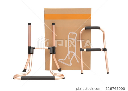 Medical walker for patient, elderly, assistive device isolated on a white background. Medical concept. 116763000