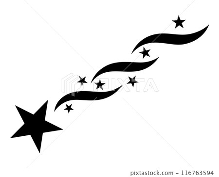 Shooting star icon. Falling meteorite or comet. Comet tail or star trail vector illustration isolated on white background Shooting star icon. Falling meteorite or comet. Comet tail or star trail vector illustration isolated on white background 116763594