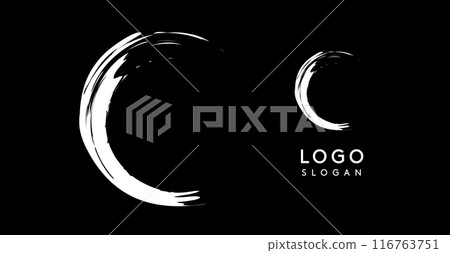 Brushstroke handdrawn letter C. Creative modern logo design, punk stylish initial logotype for corporate branding, business identity, and professional logos. Vector illustration 116763751
