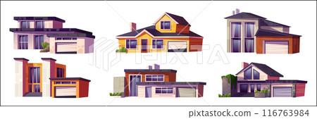 Front villa exterior. Modern suburban mansion 116763984
